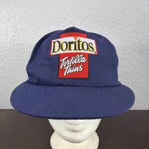 RARE Vintage Doritos Tortilla Thins SnapBack Blue Hat Cap
